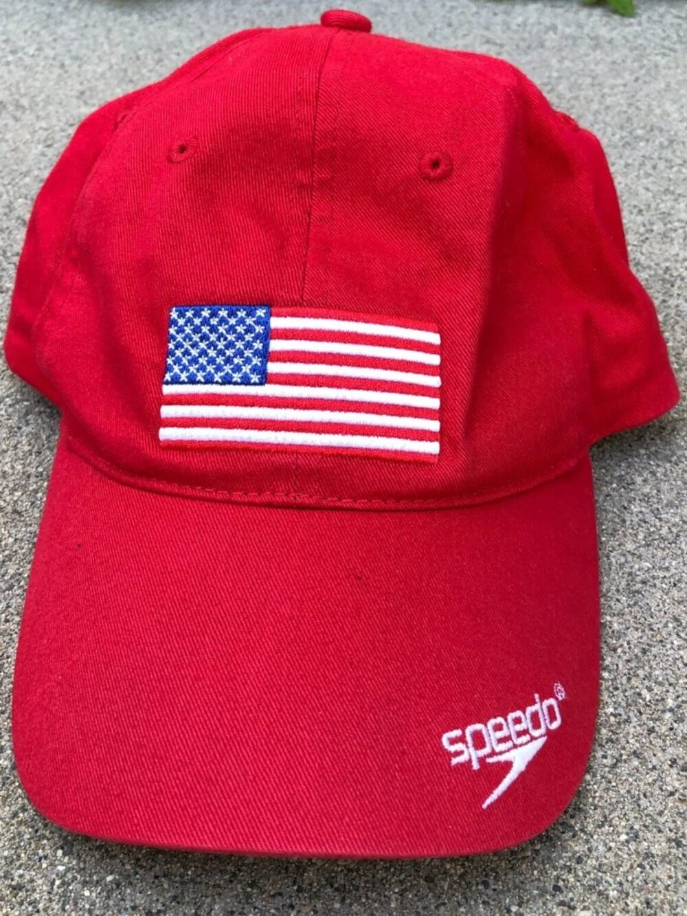 SPEEDO USA Flag America Baseball Hat Men's Red Adjustable Cap One Size